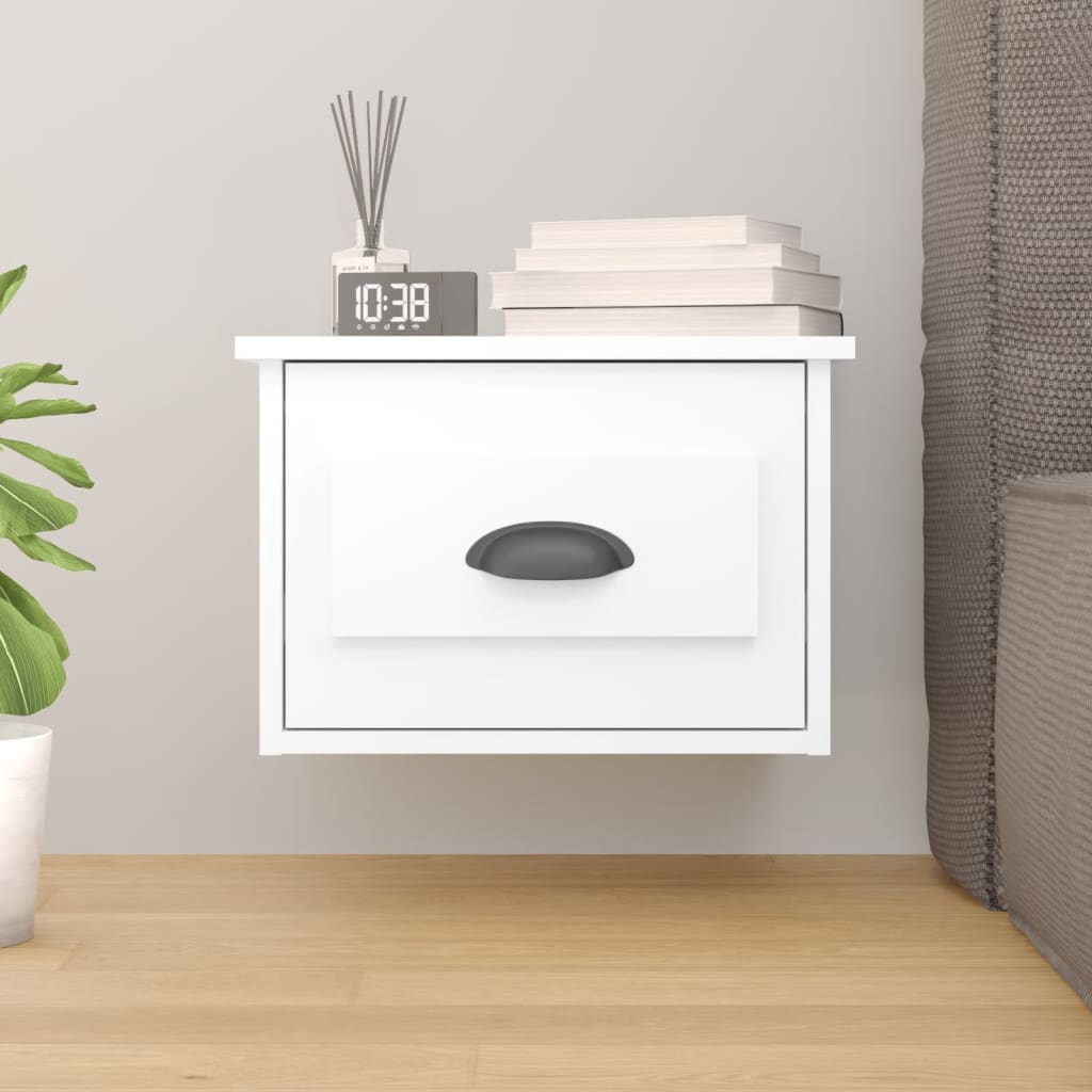 vidaXL Wall-mounted Bedside Cabinet White 41.5x36x28cm