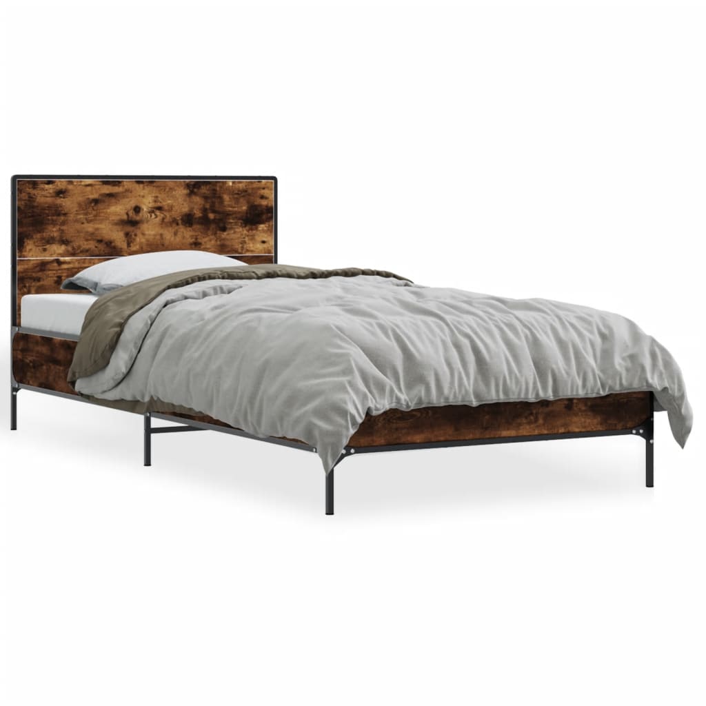 vidaXL Bed Frame without Mattress Smoked Oak 75x190 cm Small Single