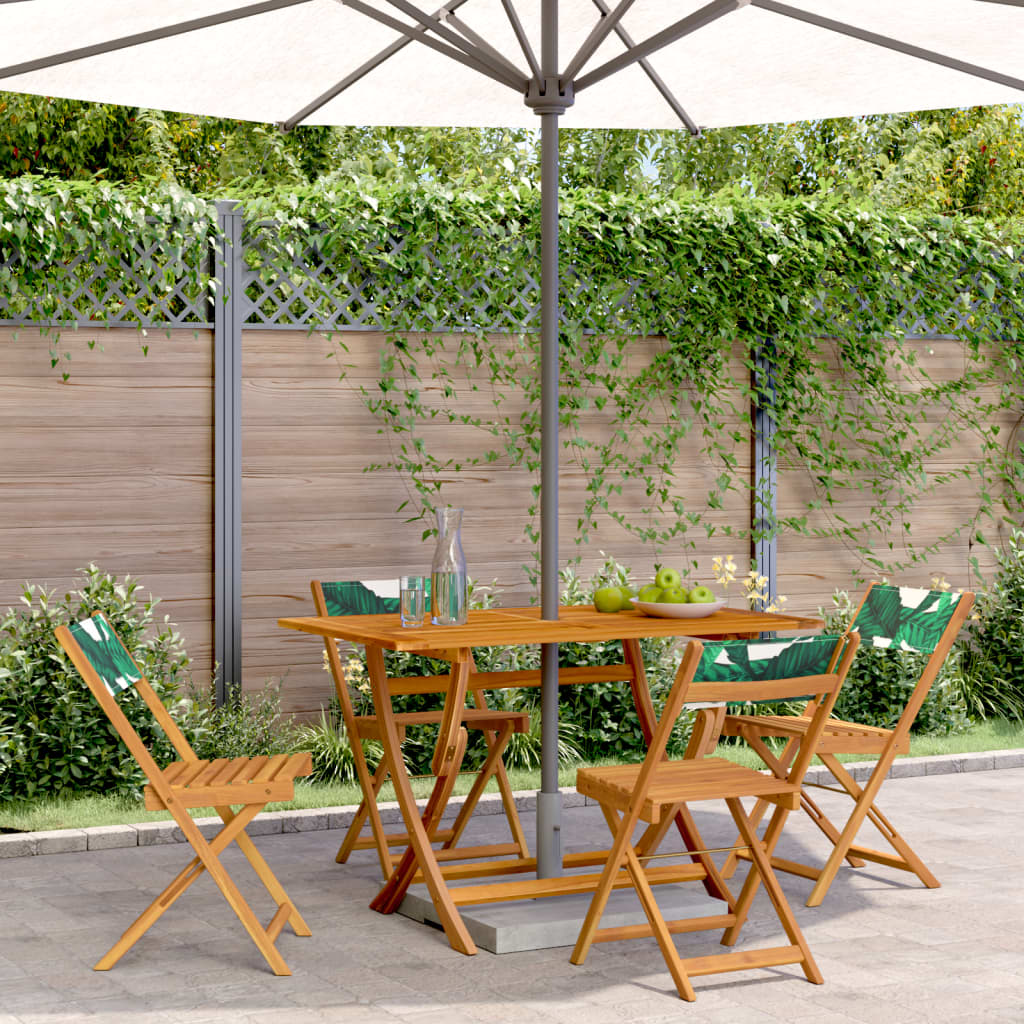 vidaXL Folding Garden Chairs 4 pcs Green Fabric and Solid Wood