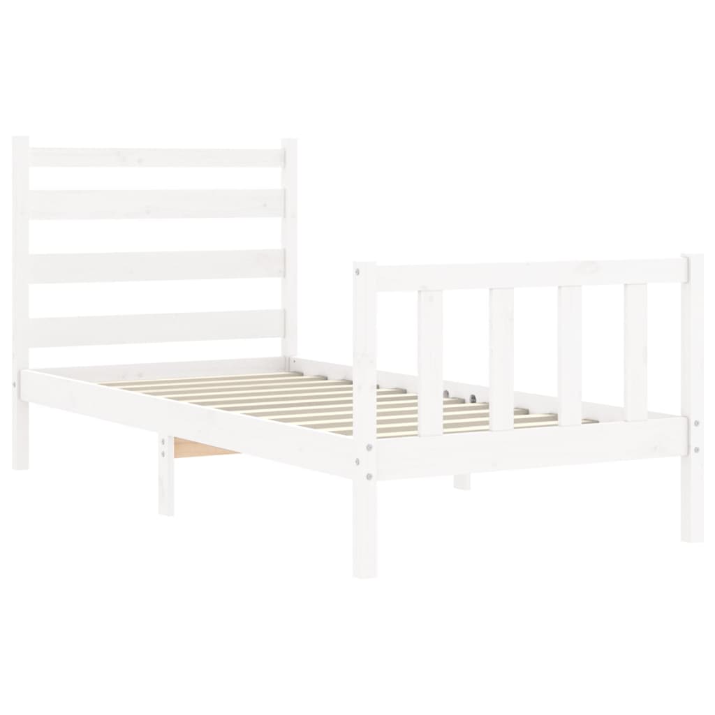 vidaXL Bed Frame without Mattress White 90x190 cm Single Solid Wood Pine