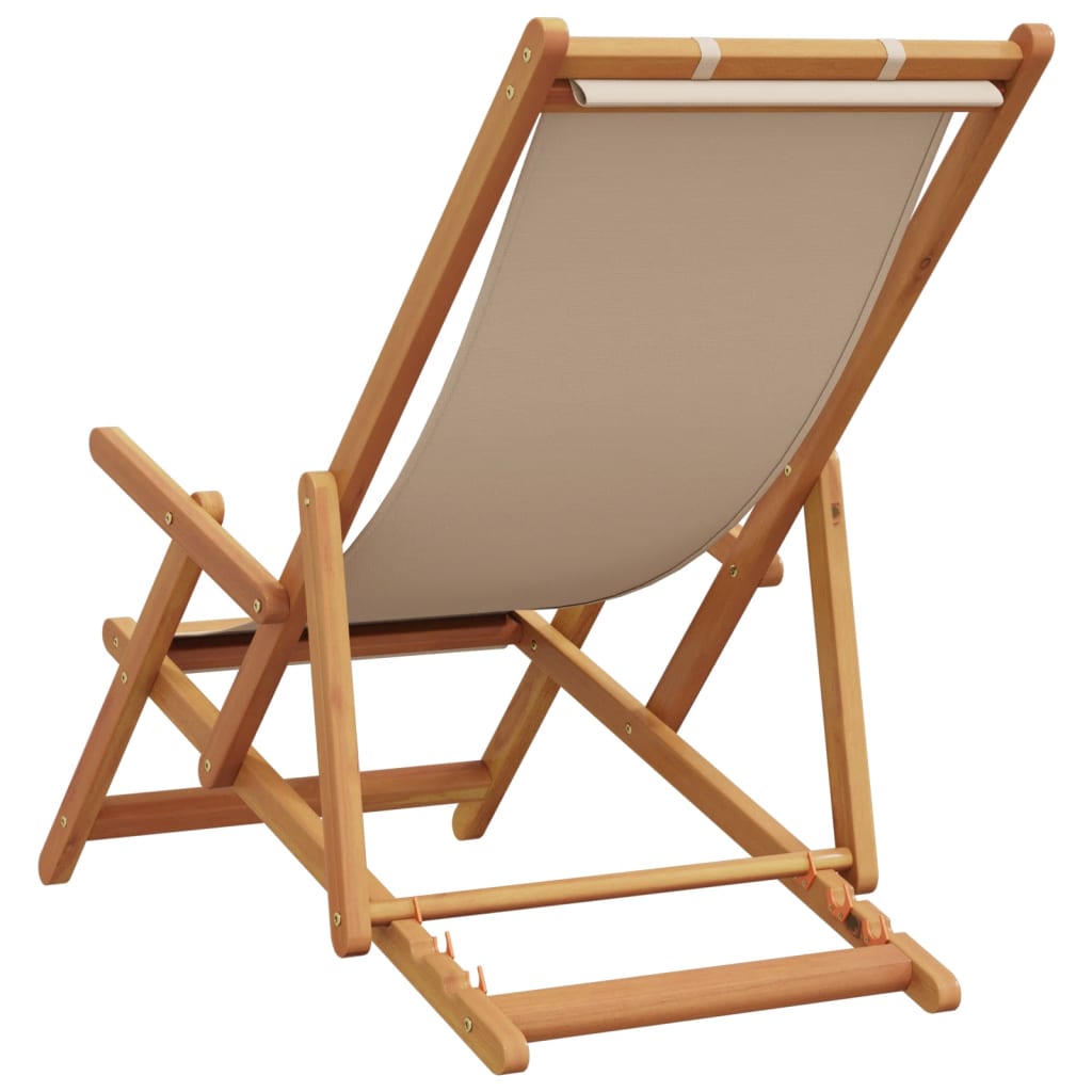 vidaXL Folding Beach Chairs 2 pcs Beige Fabric and Solid Wood