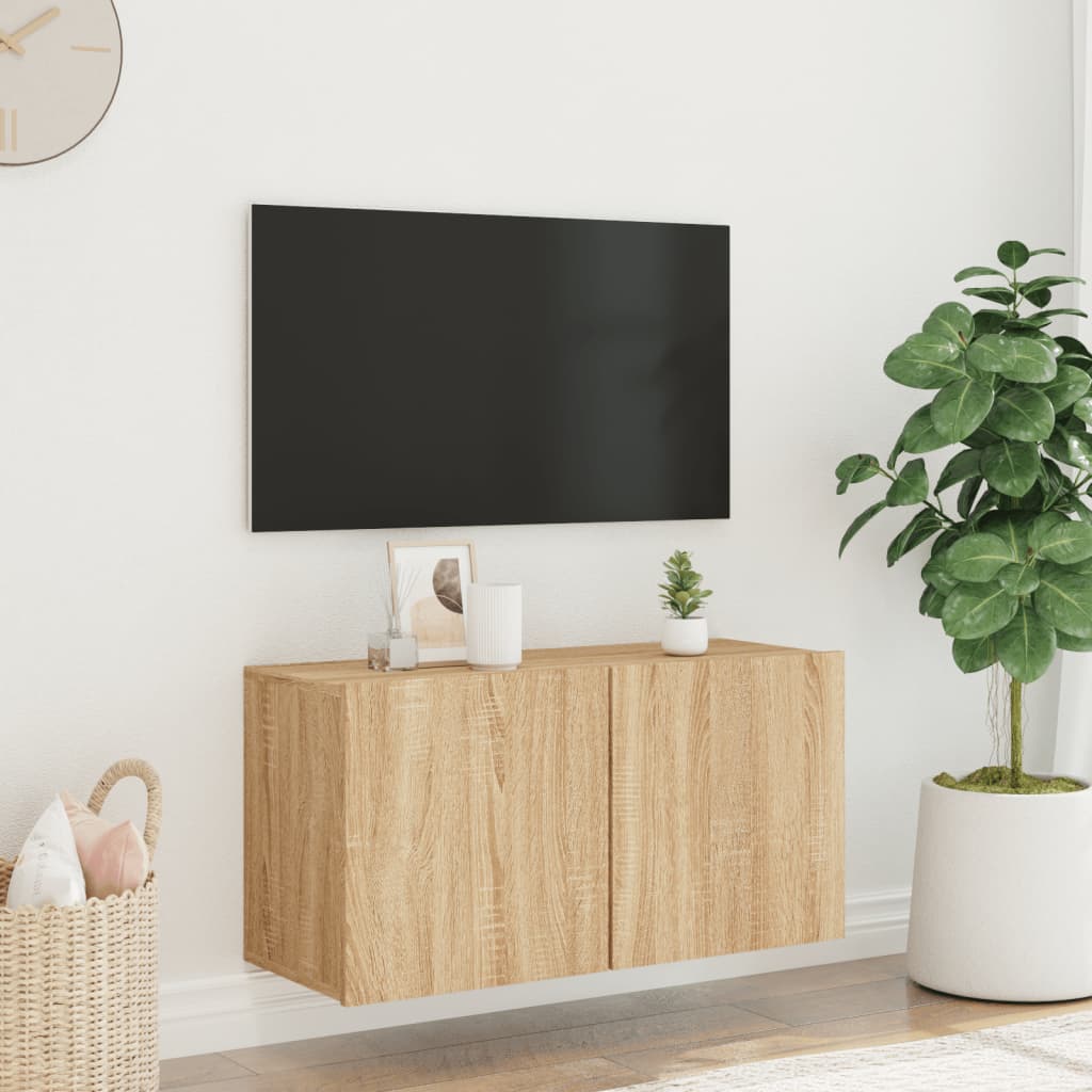 vidaXL TV Cabinet Wall-mounted Sonoma Oak 80x30x41 cm