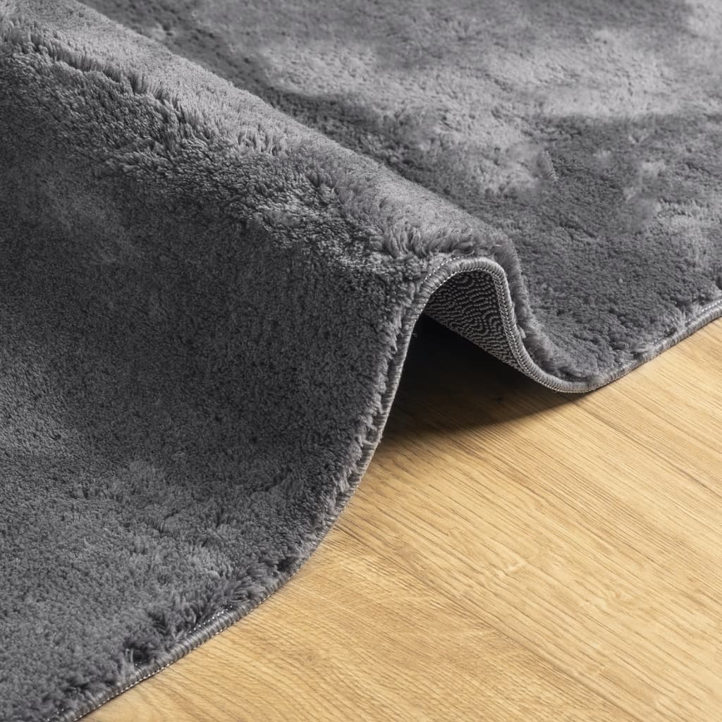 vidaXL Rug HUARTE Short Pile Soft and Washable Anthracite 240x240 cm