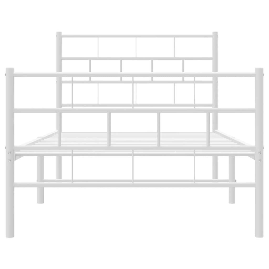 vidaXL Metal Bed Frame without Mattress with Footboard White 90x200 cm