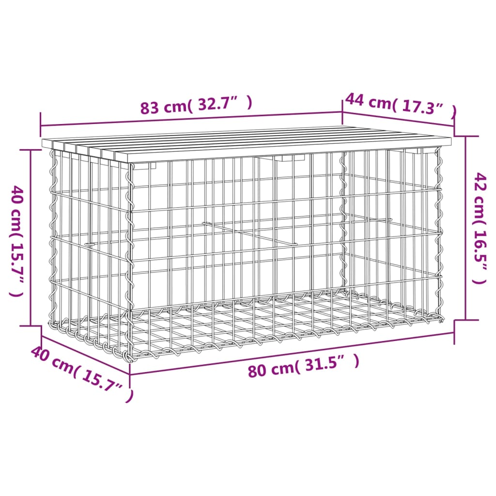 vidaXL Garden Bench Gabion Design 83x44x42 cm Solid Wood Douglas