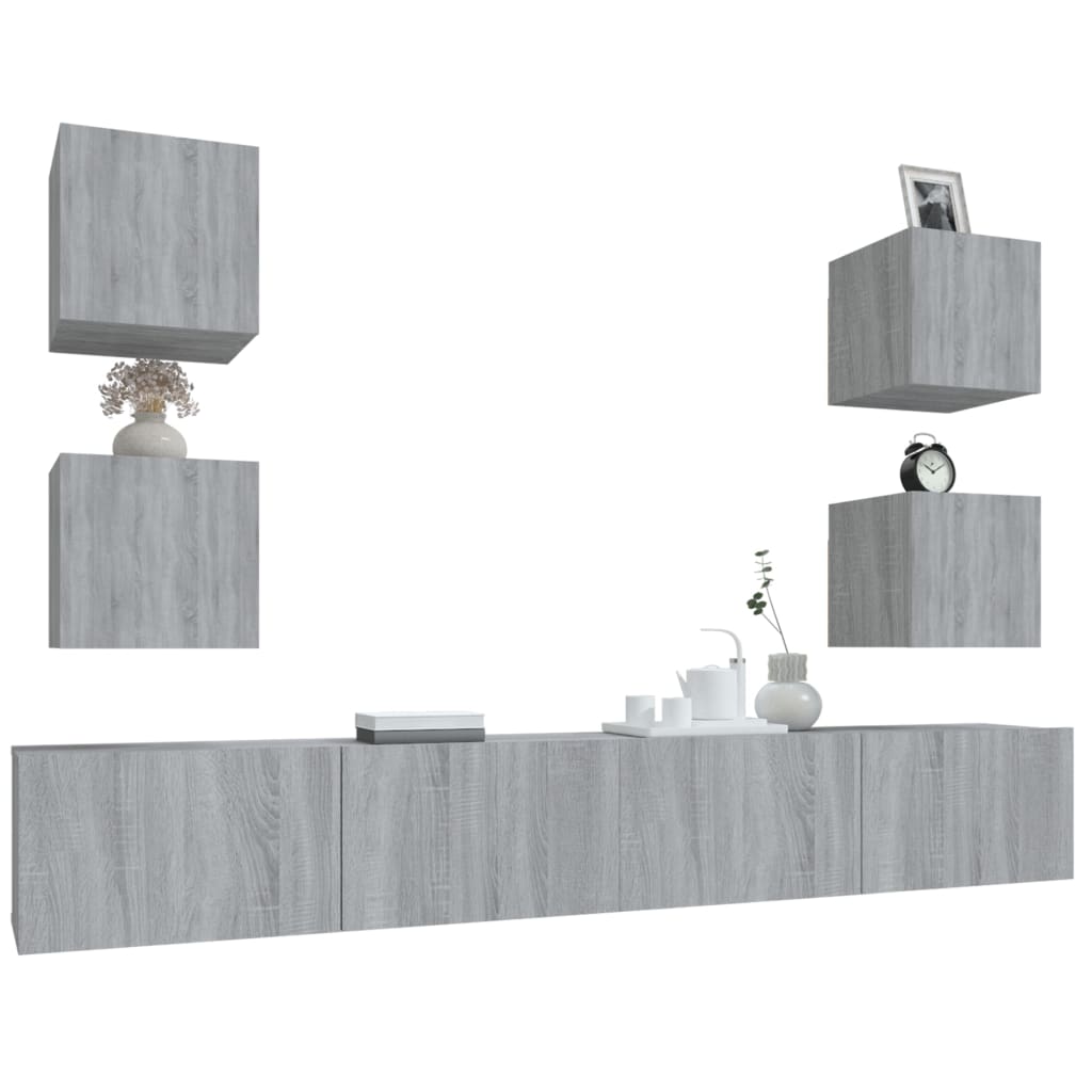 vidaXL 6 Piece TV Cabinet Set Grey Sonoma Engineered Wood