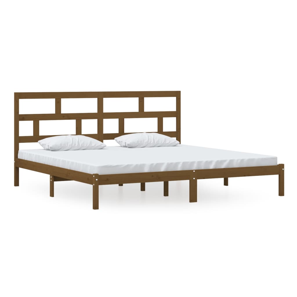 vidaXL Bed Frame without Mattress Honey Brown Solid Wood Pine 200x200 cm (810040+814217)