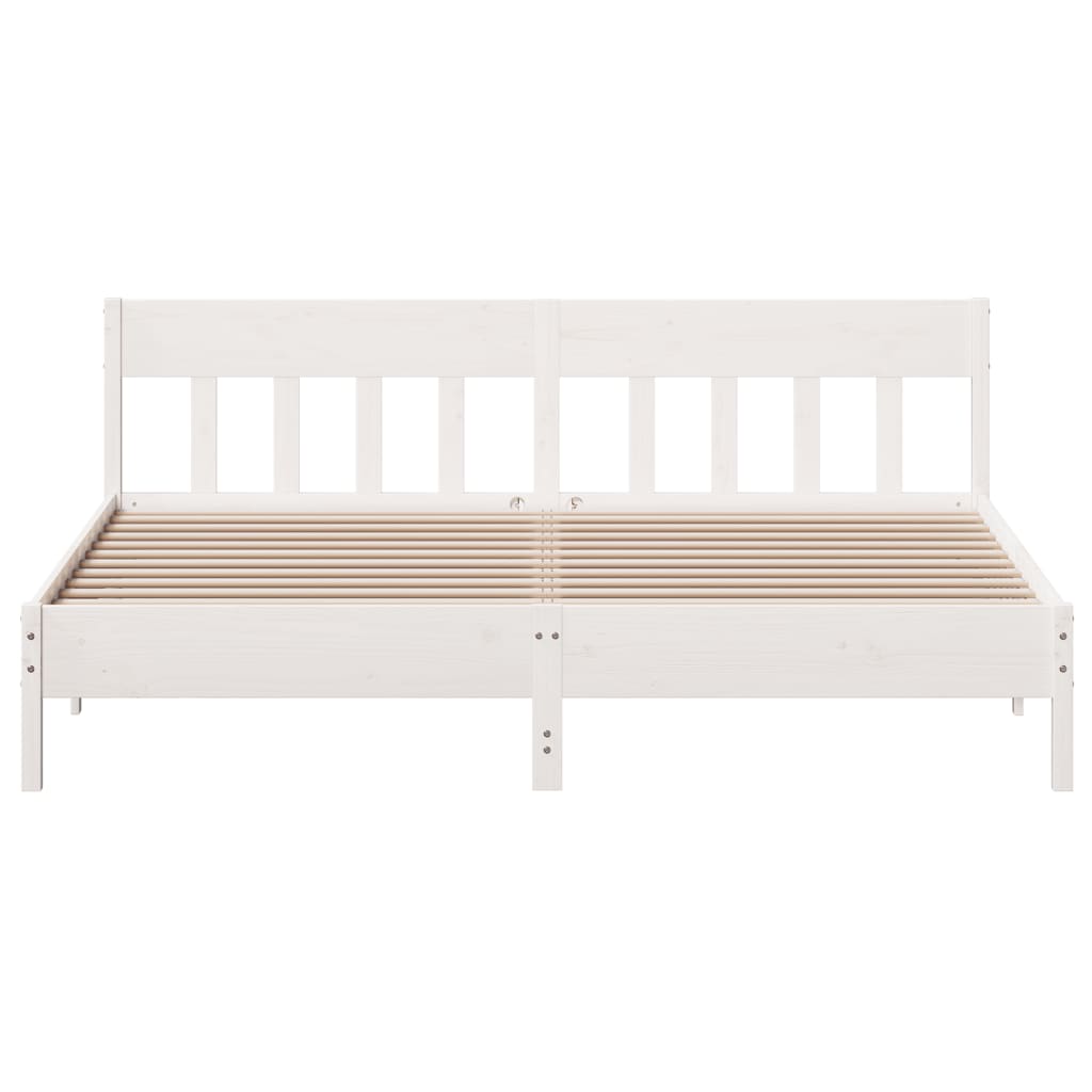 vidaXL Bed Frame without Mattress White 180x200 cm Super King Solid Wood Pine