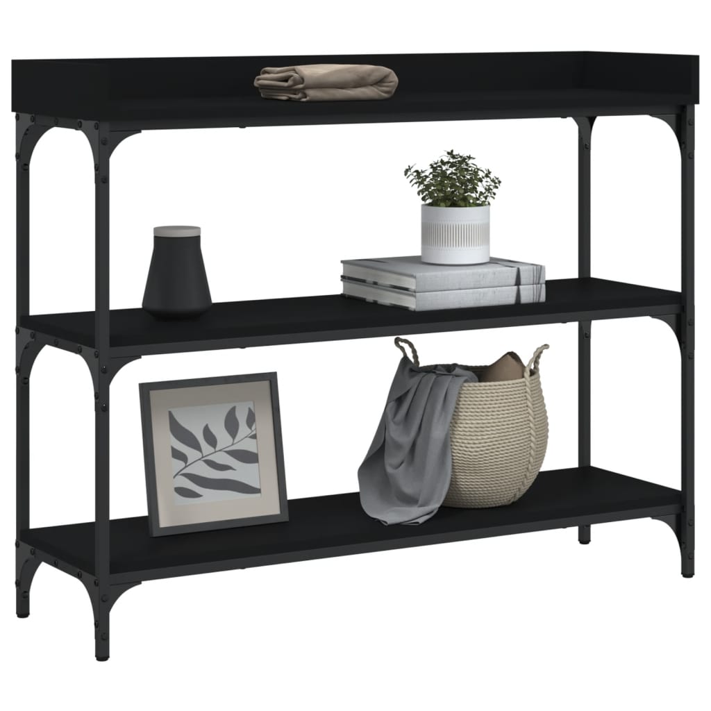 vidaXL Console Table with Shelves Black 100x30x80 cm