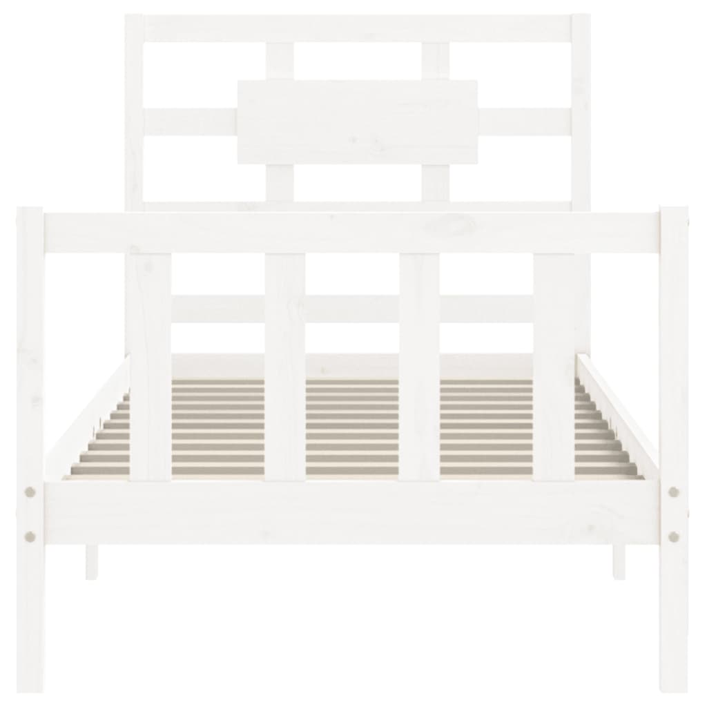 vidaXL Bed Frame without Mattress White Single Solid Wood Pine