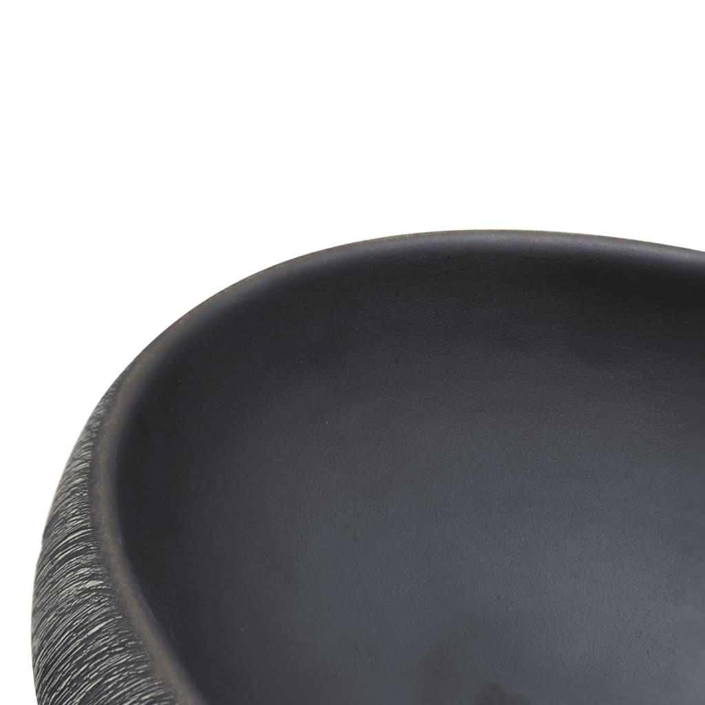 vidaXL Countertop Basin Black and Grey Oval 59x40x15 cm Ceramic