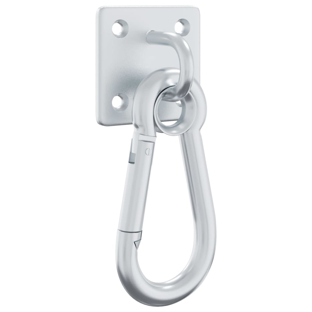 vidaXL Eye Plates with Snap Hooks 3 pcs 360° Rotate Silver Steel