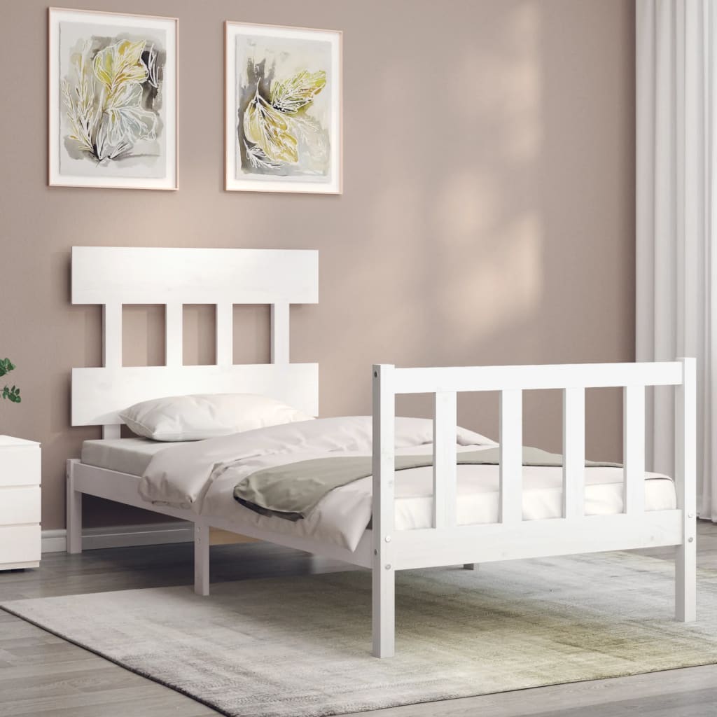 vidaXL Bed Frame without Mattress White 90x200 cm Solid Wood Pine