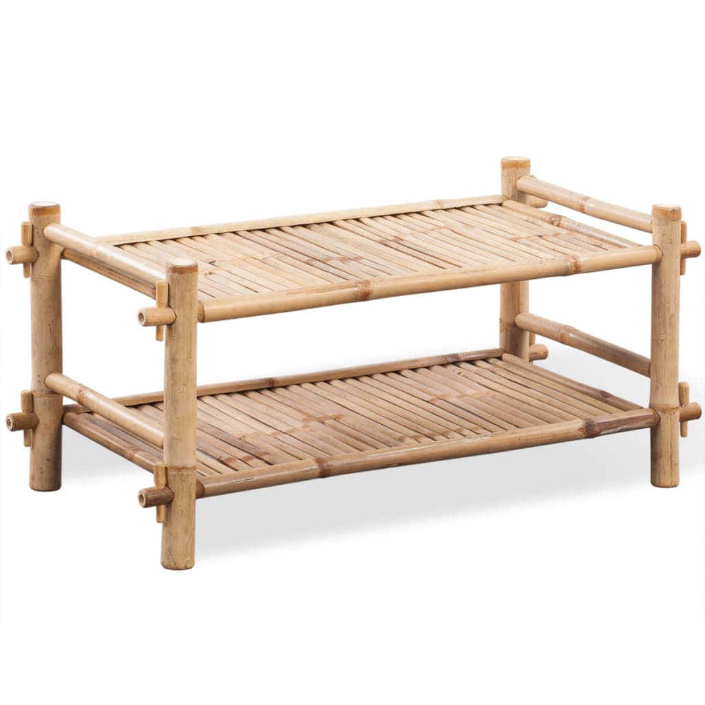 vidaXL 2-Tier Bamboo Shoe Rack