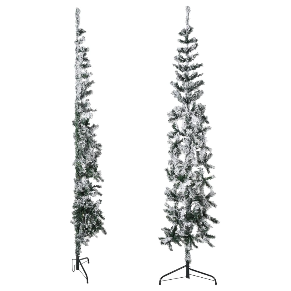 vidaXL Slim Artificial Half Christmas Tree with Flocked Snow 180