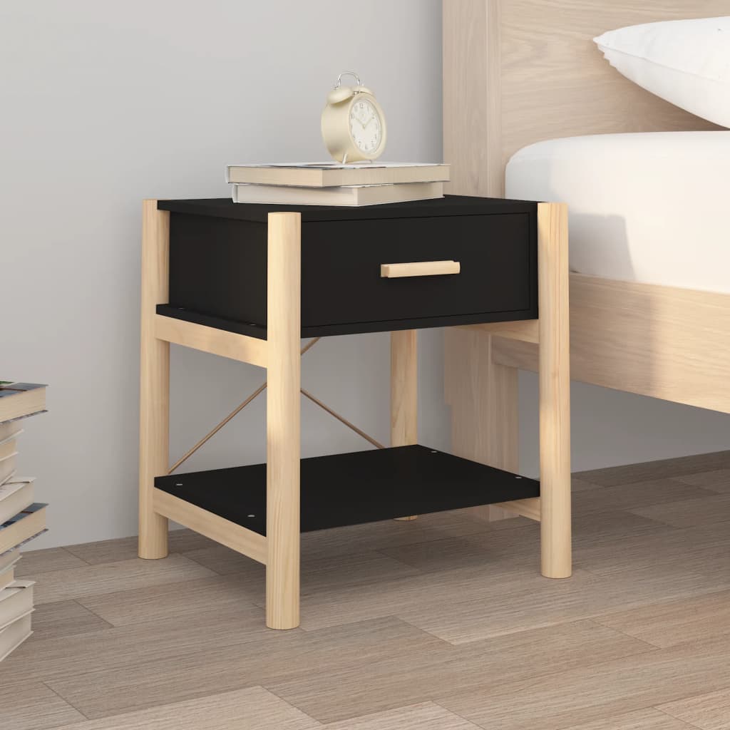 vidaXL Bedside Tables 2pcs Black 42x38x45 cm Engineered Wood