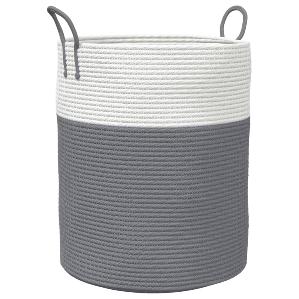 vidaXL Storage Basket Grey and White Ø38x46 cm Cotton