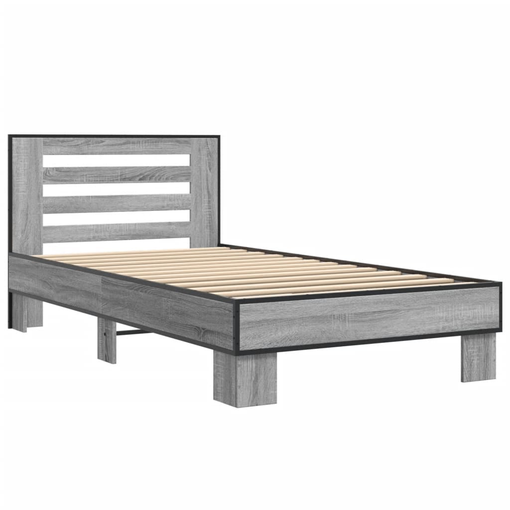 vidaXL Bed Frame without Mattress Grey Sonoma 100x200 cm