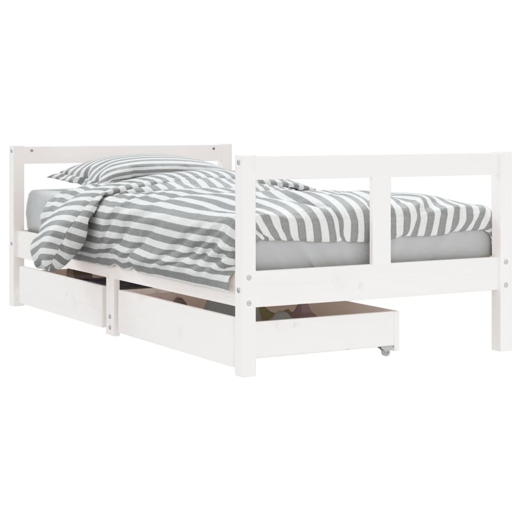 vidaXL Kids Bed Frame with Drawers White 80x160 cm Solid Wood Pine