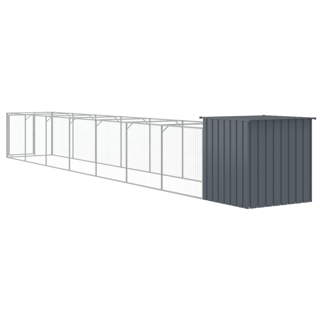 vidaXL Dog House with Run Anthracite 110x813x110 cm Galvanised Steel