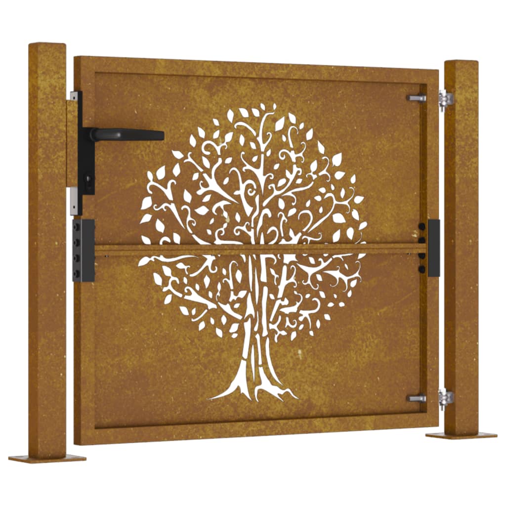 vidaXL Garden Gate 105x105 cm Corten Steel Tree Design