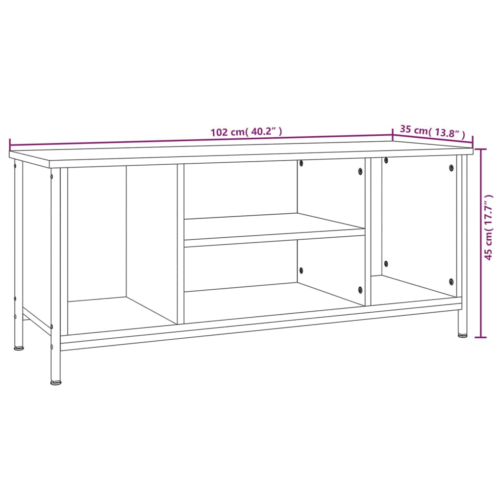 vidaXL TV Cabinet Smoked Oak 102x35x45 cm Engineered Wood