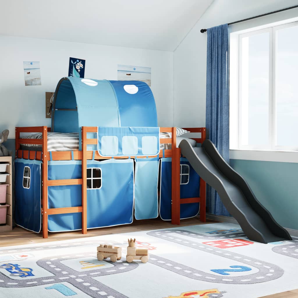 vidaXL Kids' Loft Bed with Tunnel Blue 80x200 cm Solid Wood Pine