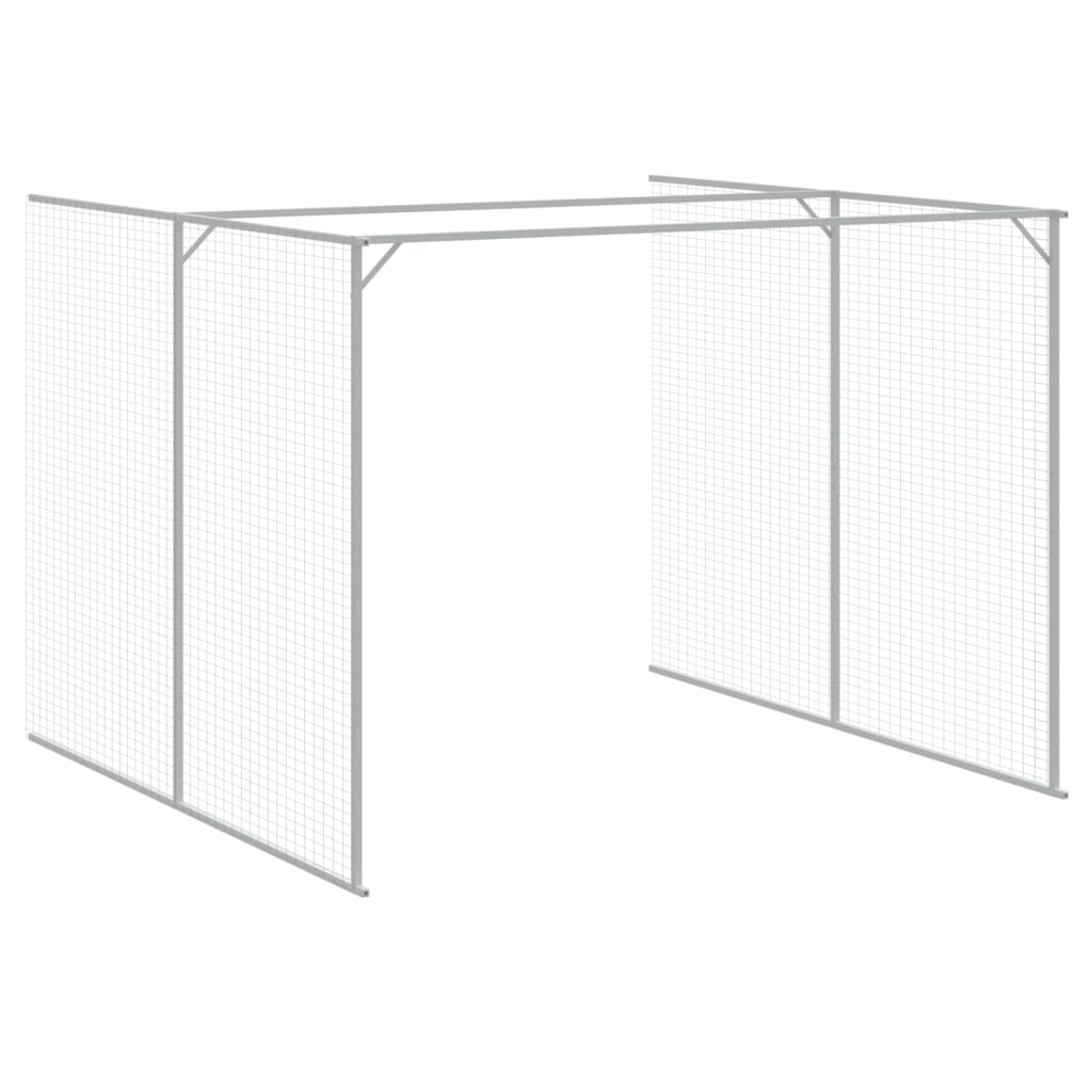 vidaXL Dog House with Run Light Grey 214x457x181 cm Galvanised Steel