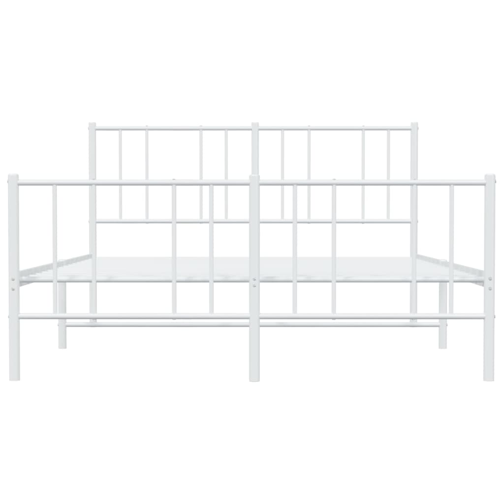 vidaXL Metal Bed Frame without Mattress with Footboard White 160x200 cm