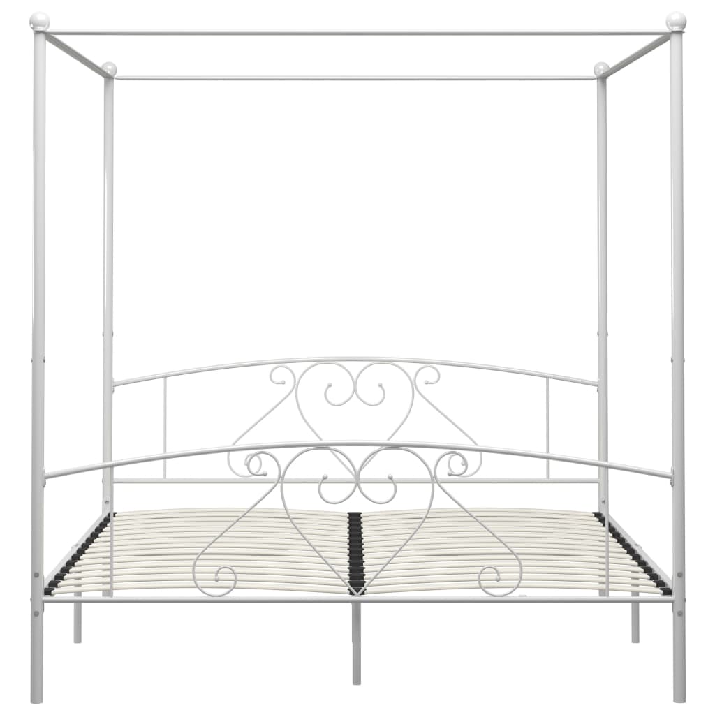 vidaXL Canopy Bed Frame without Mattress White Metal 200x200 cm