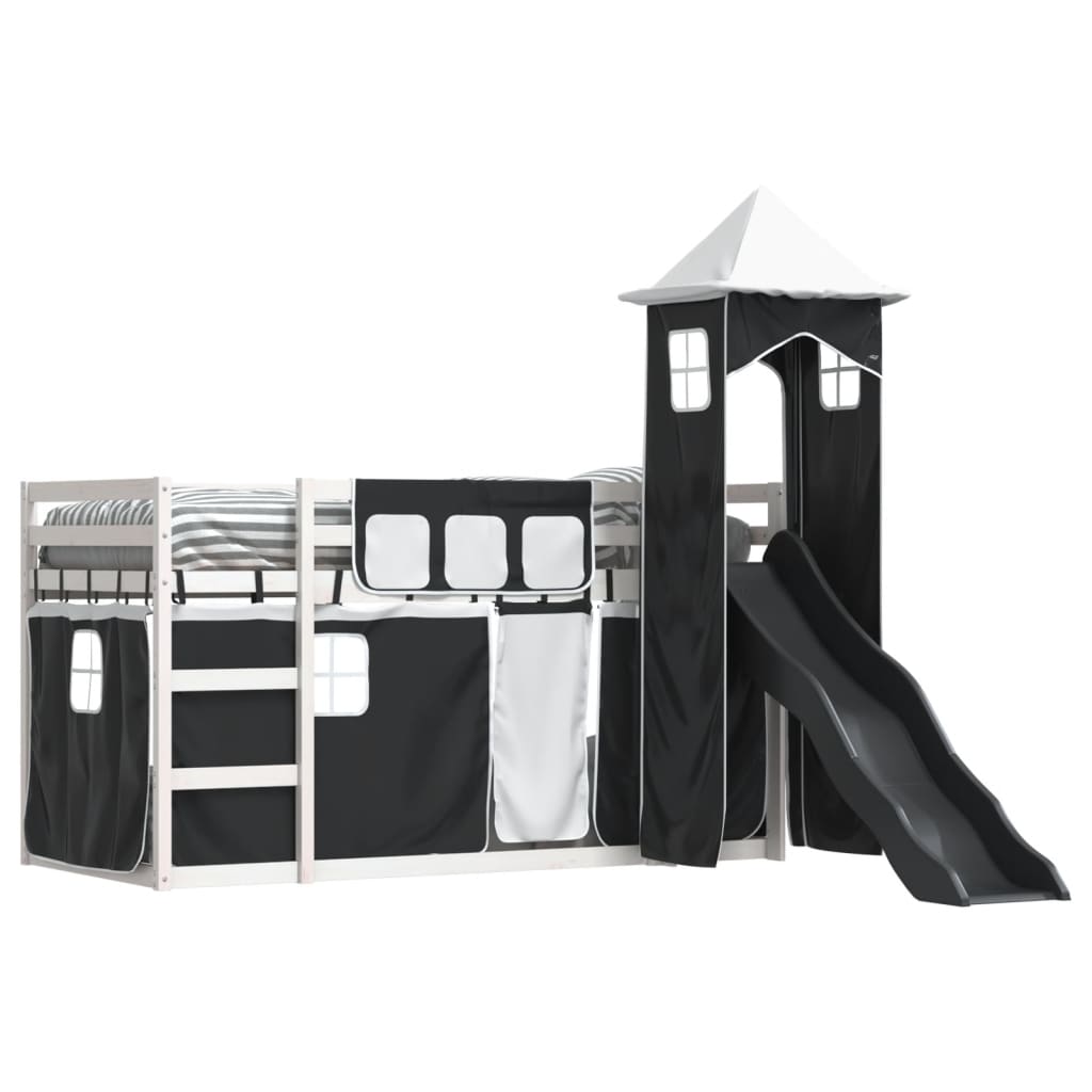 vidaXL Bunk Bed without Mattress with Slide White and Black 80x200 cm