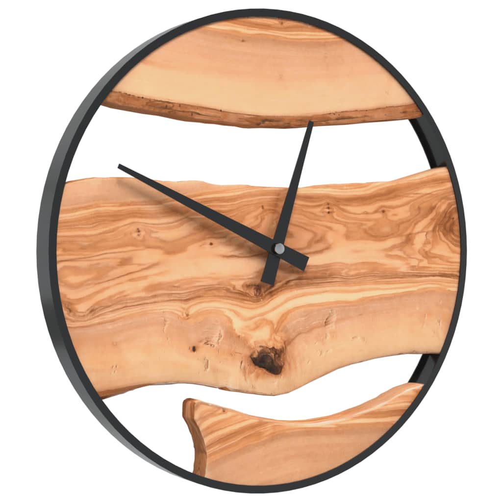 vidaXL Wall Clock Brown Ø35 cm Iron and Olive Wood