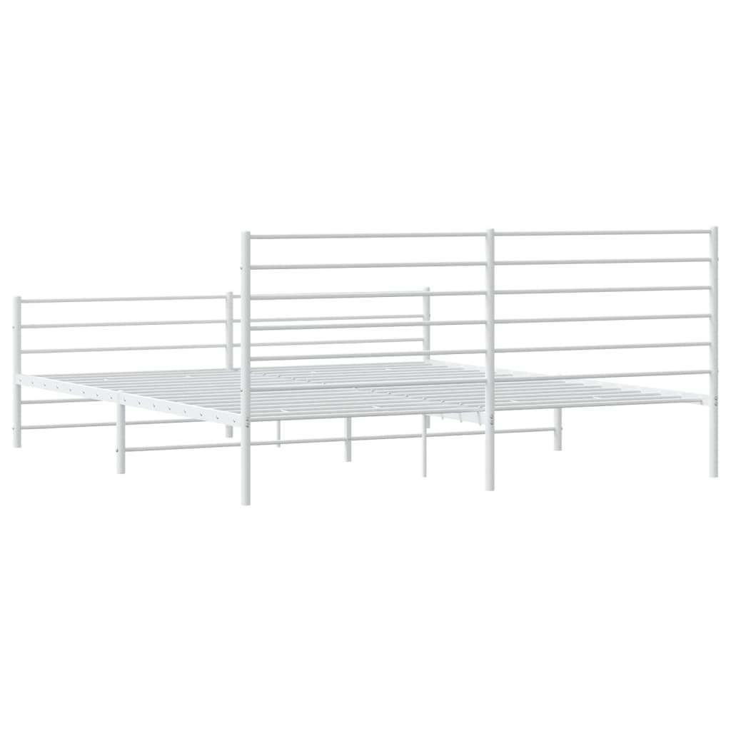 vidaXL Metal Bed Frame without Mattress with Footboard White 193x203 cm