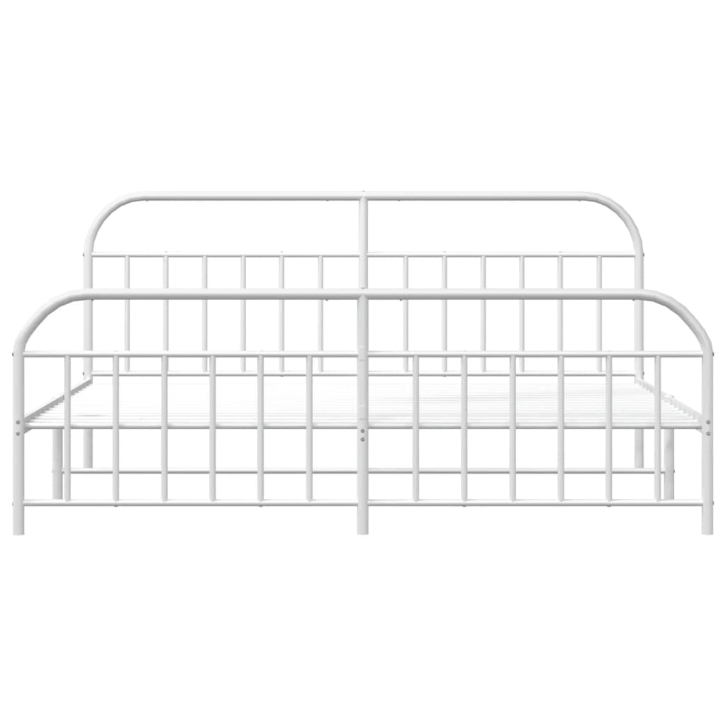 vidaXL Metal Bed Frame without Mattress with Footboard White 200x200 cm