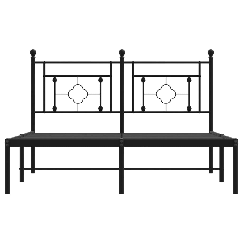 vidaXL Metal Bed Frame without Mattress with Headboard Black 140x200 cm