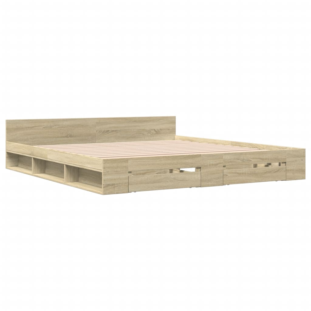 vidaXL Bed Frame with Drawers without Mattress Sonoma Oak 200x200 cm