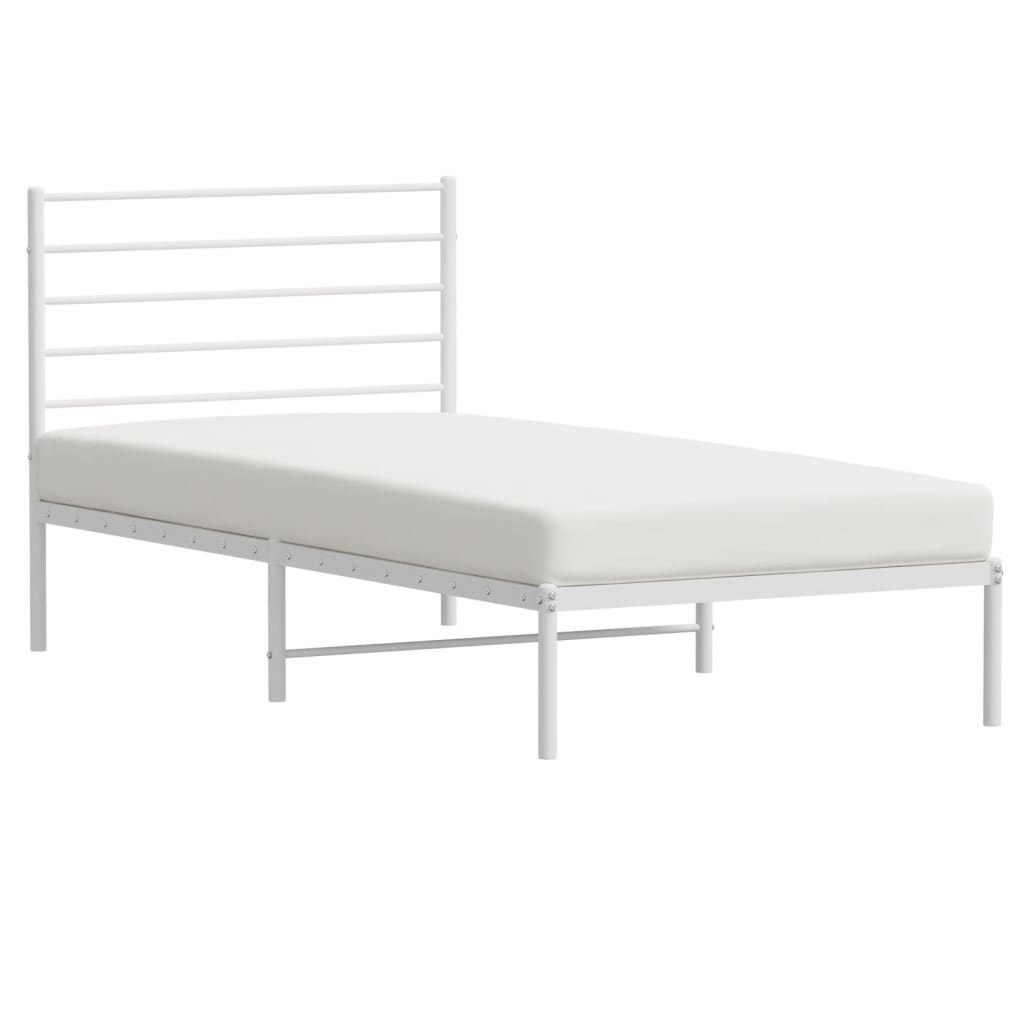 vidaXL Metal Bed Frame without Mattress with Headboard White 100x190 cm