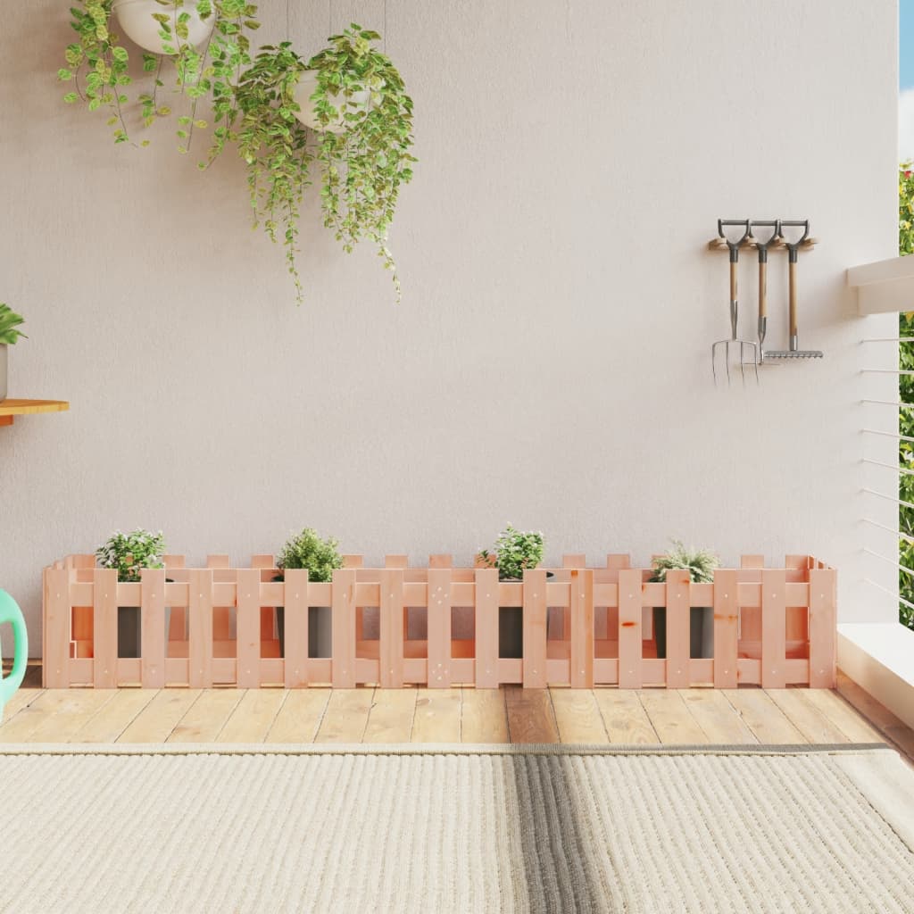 vidaXL Garden Raised Bed with Fence Design 200x30x30 cm Solid Wood Douglas