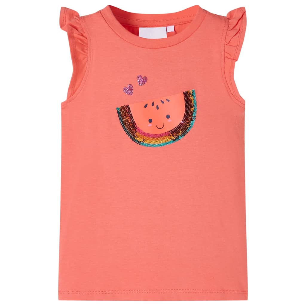 Kids' T-shirt with Ruffle Sleeves Coral 104