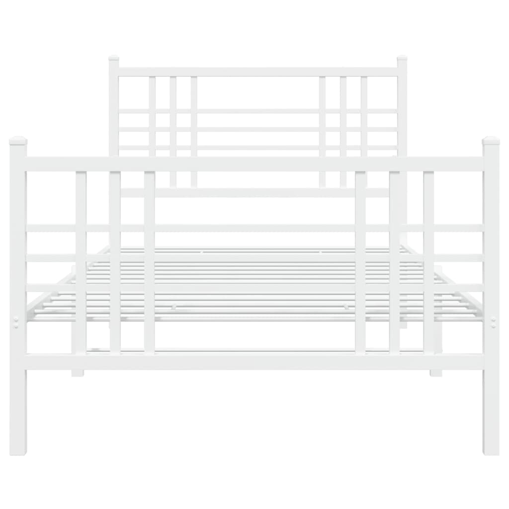 vidaXL Metal Bed Frame without Mattress with Footboard White 100x190 cm