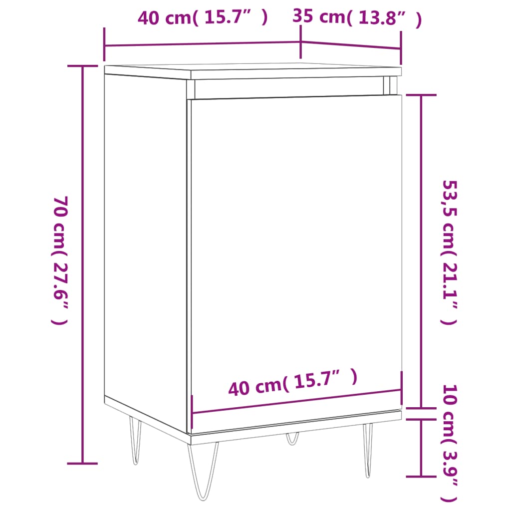 vidaXL Sideboards 2 pcs Concrete Grey 40x35x70 cm Engineered Wood