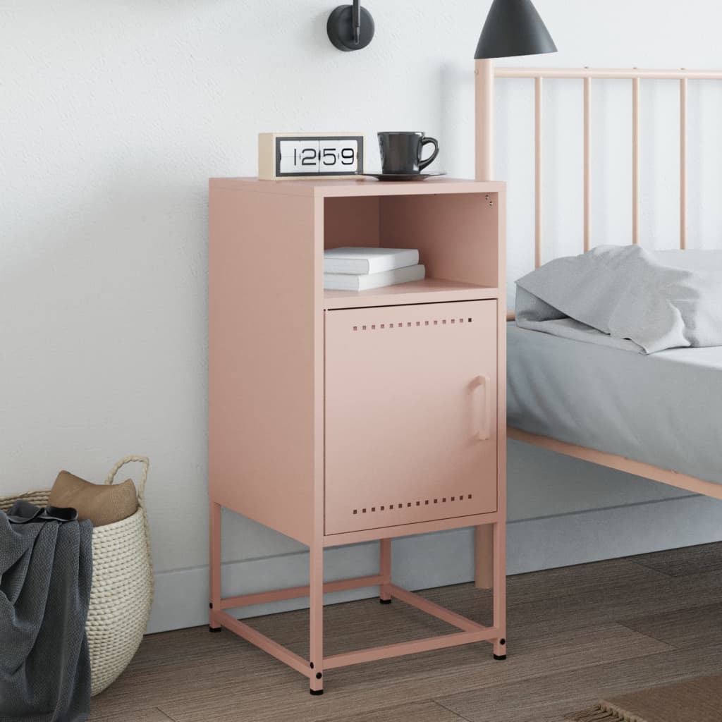 vidaXL Bedside Cabinet Pink 36x39x78 cm Steel