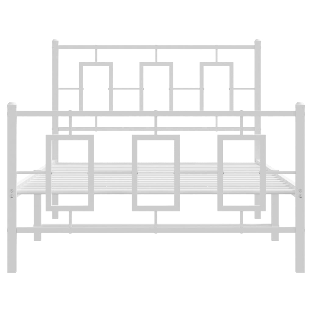 vidaXL Metal Bed Frame without Mattress with Footboard White 100x200 cm