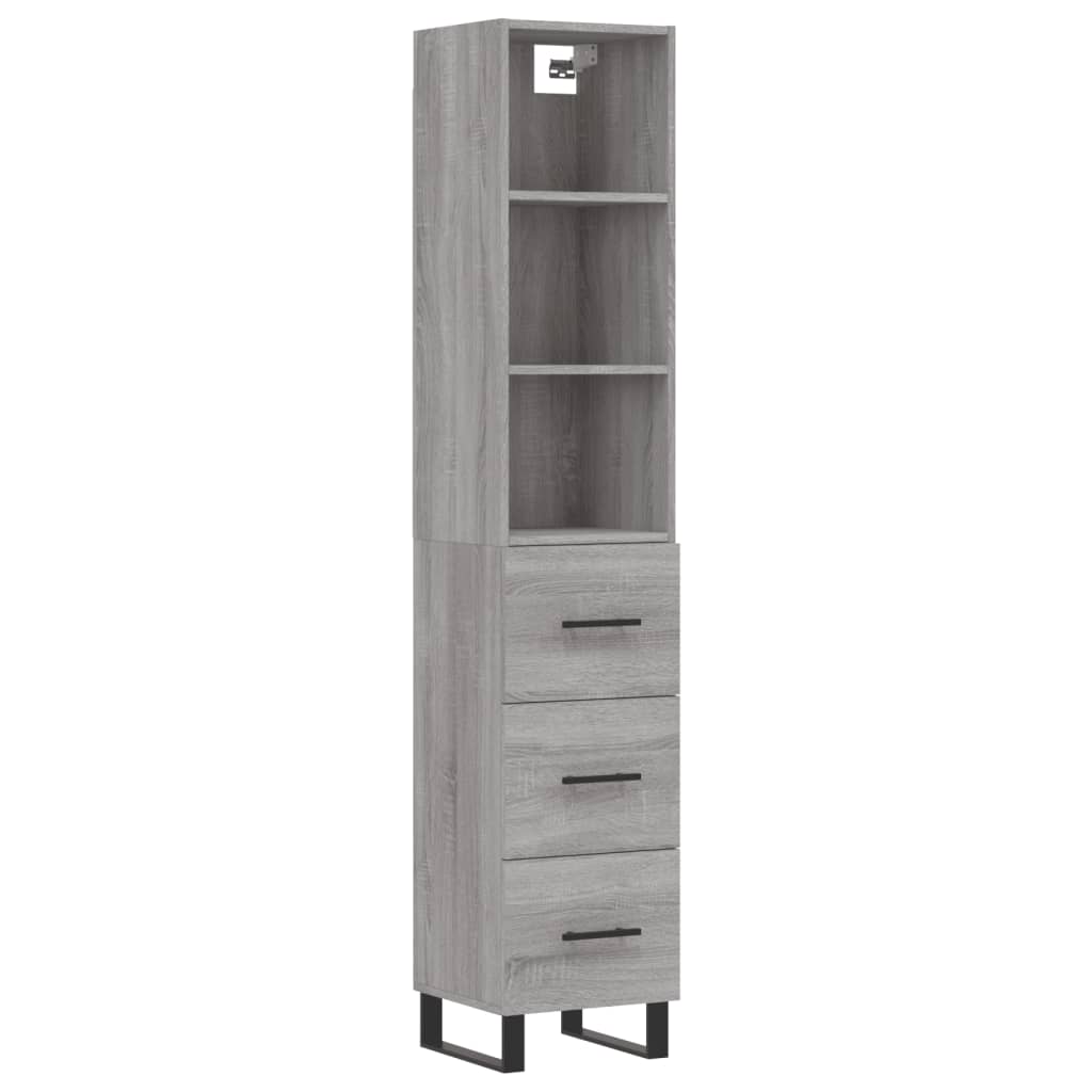 vidaXL Highboard Grey Sonoma 34.5x34x180 cm Engineered Wood