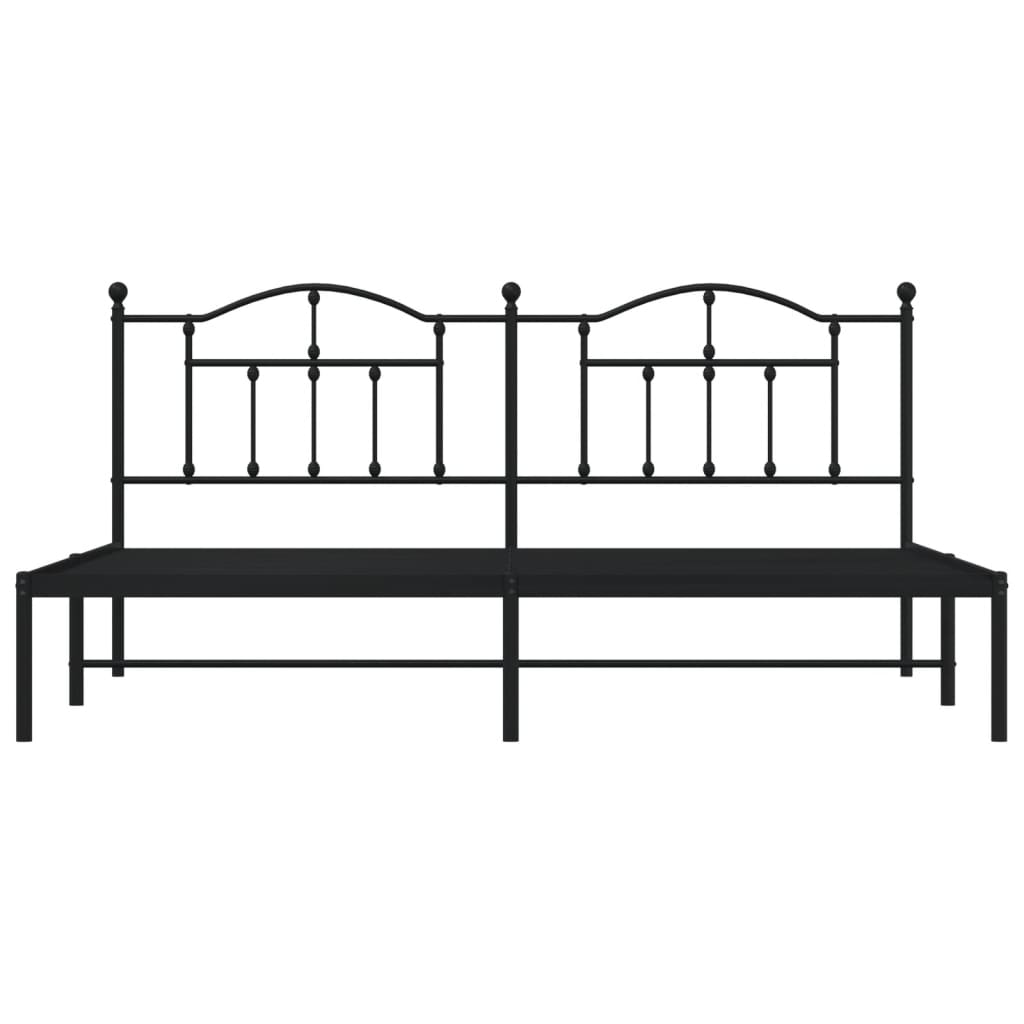 vidaXL Metal Bed Frame without Mattress with Headboard Black 193x203 cm