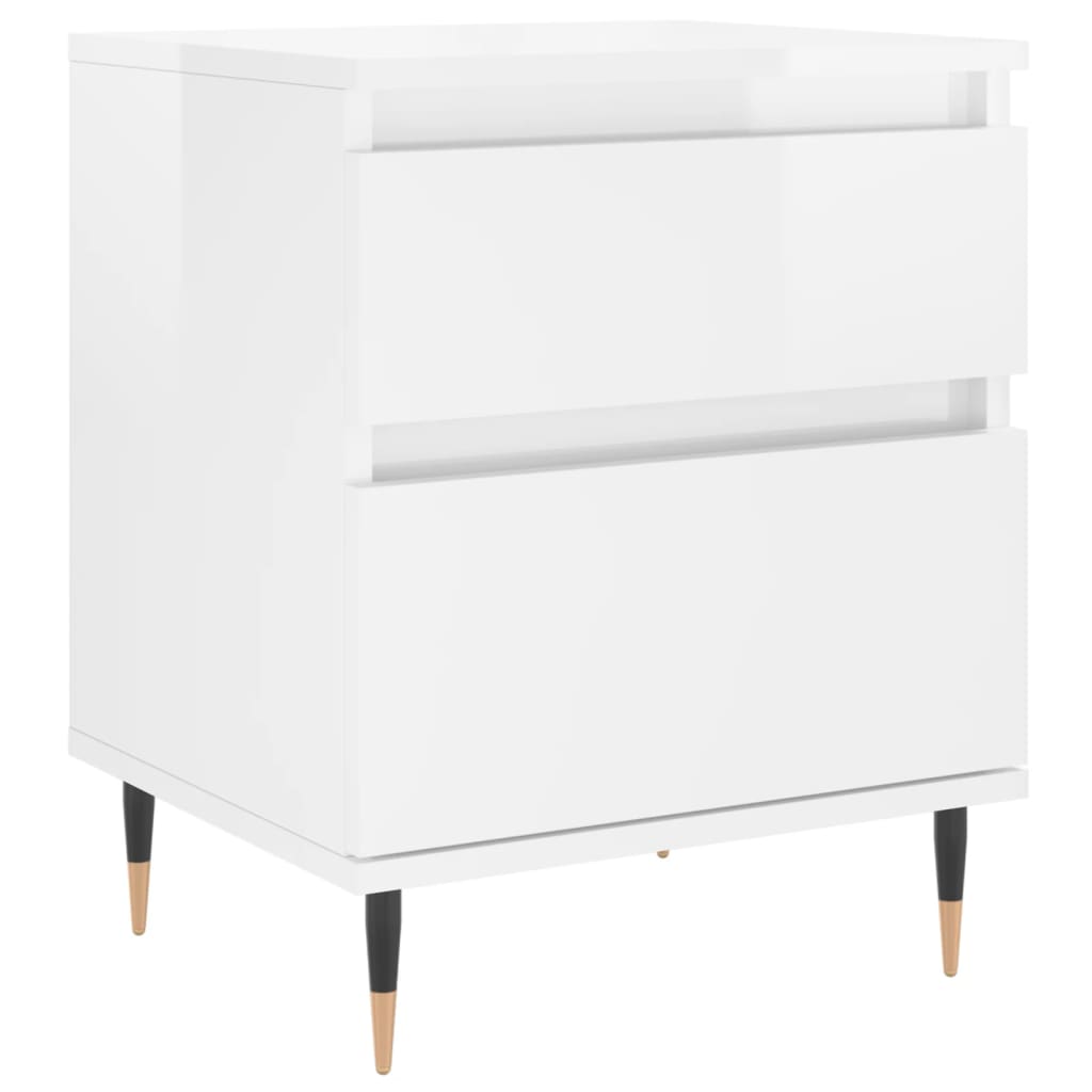 vidaXL Bedside Cabinet High Gloss White 40x35x50 cm Engineered Wood