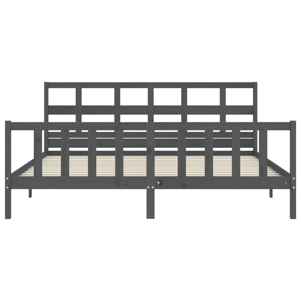 vidaXL Bed Frame without Mattress Grey 200x200 cm Solid Wood Pine