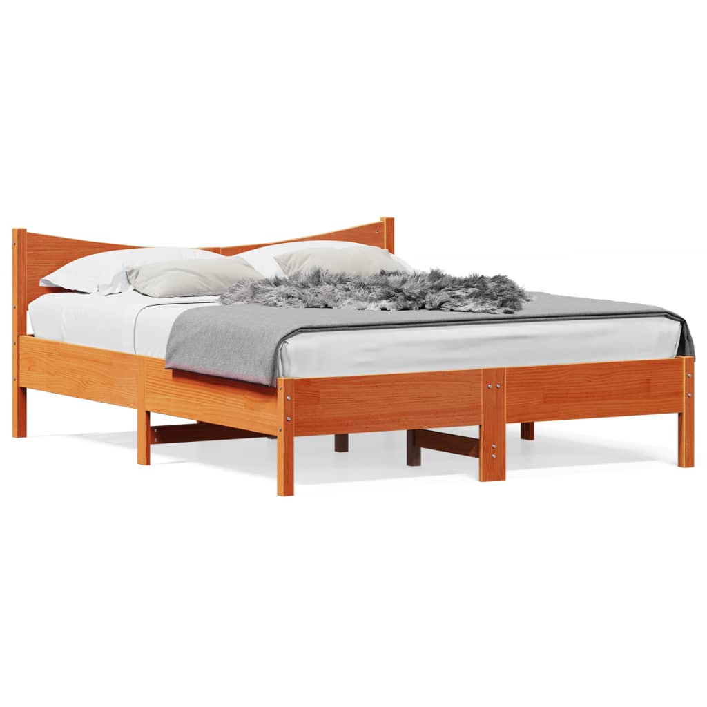 vidaXL Bed Frame without Mattress Wax Brown 160x200 cm Solid Wood Pine