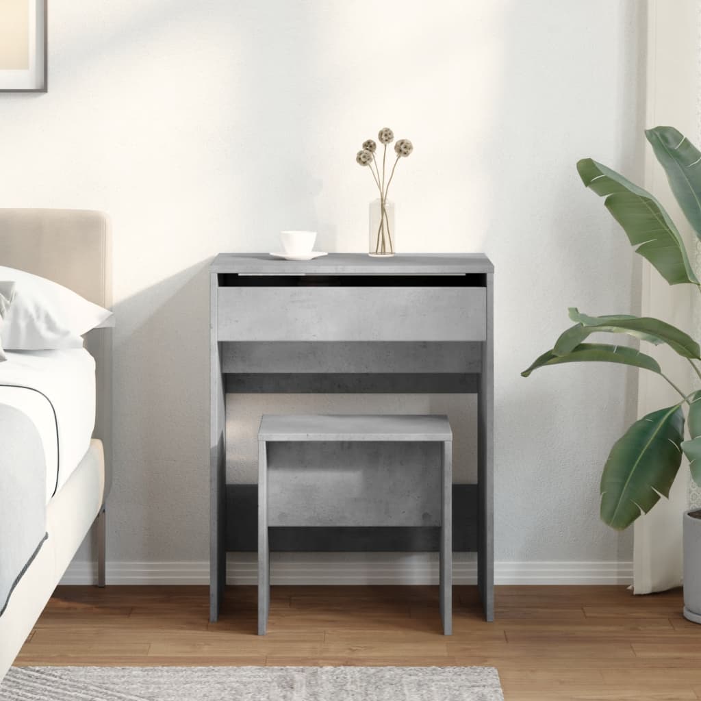 vidaXL Dressing Table and Stool Concrete Grey 60x40x113.5 cm