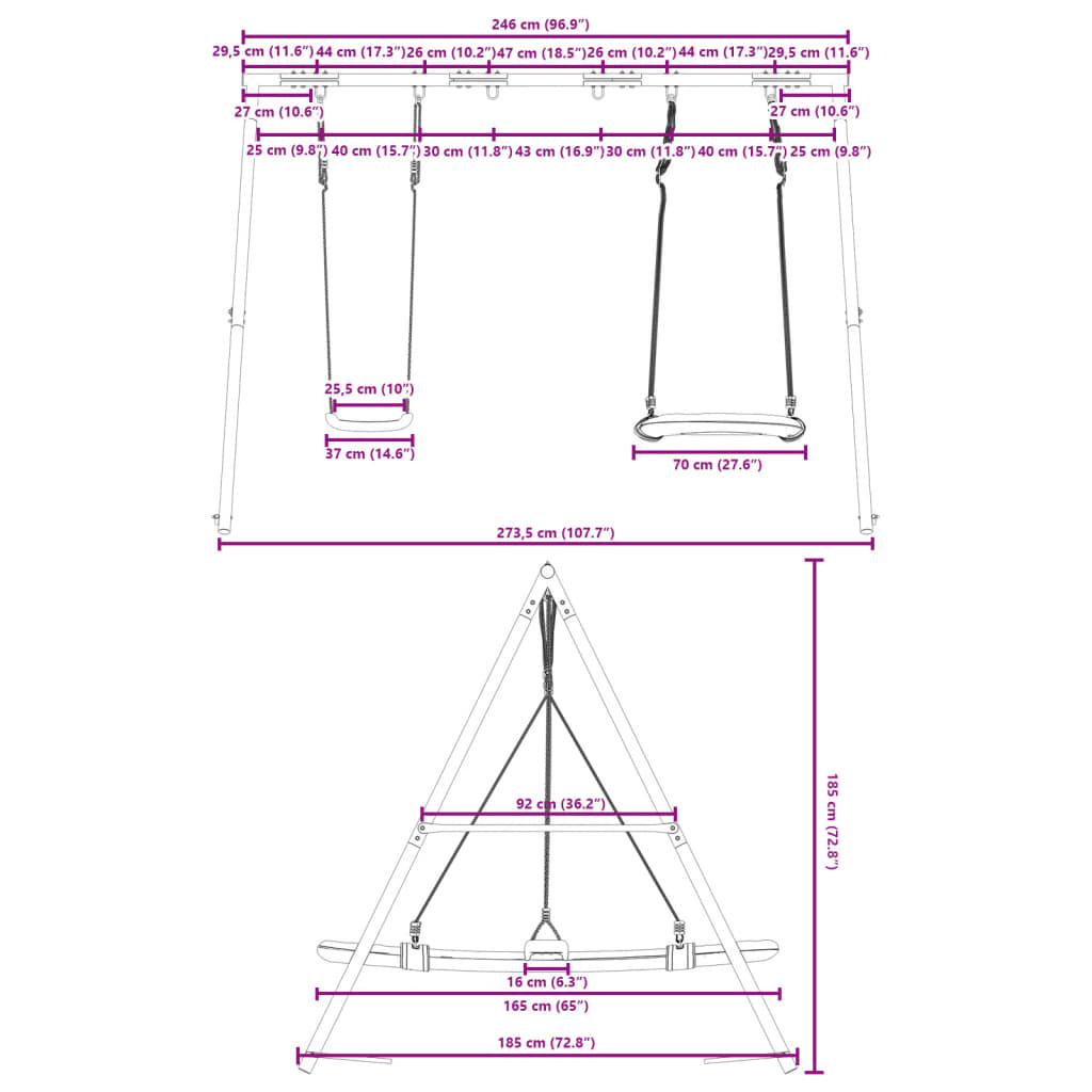 vidaXL Outdoor Swing Set with Swing and Nest Swing